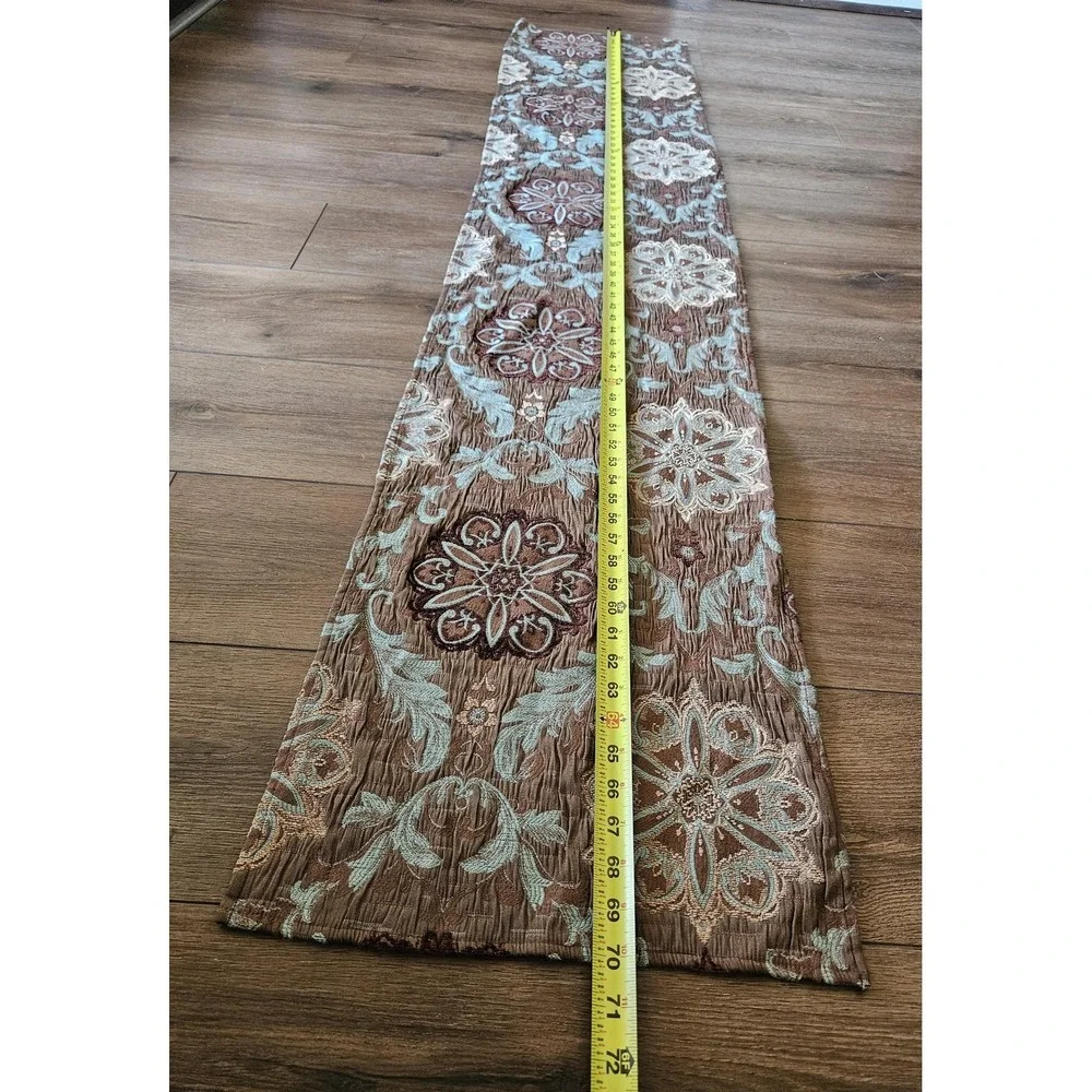 Comphy Table Runner Turquoise Blue & Brown Mandala Pattern Home Decor Tapestry
